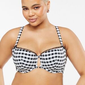 Savage Fenty Gingham Remix LowCut Balconette Padded Bra Logo Check Print 36D nwt